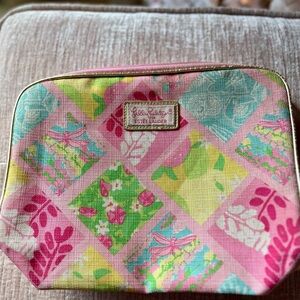 Estee Lauder large Pink and Green Floral Lily Pulitzer Cosmetic Bag